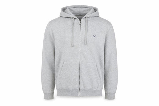 Crew Clothing Company Men’s Grey M Full Zip Hooded Hoodie Logo