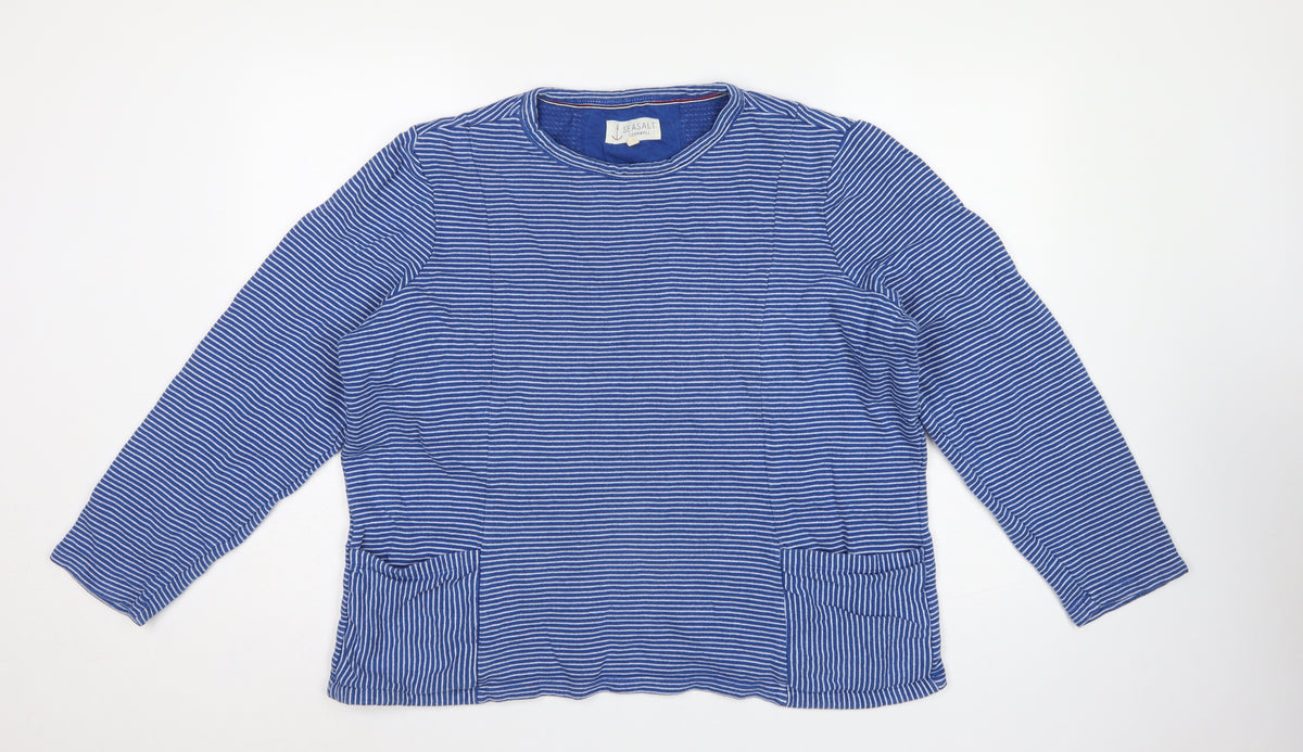 Seasalt Cornwall Women’s Blue Striped Size 20 Pinpoint Pullover Sweatshirt
