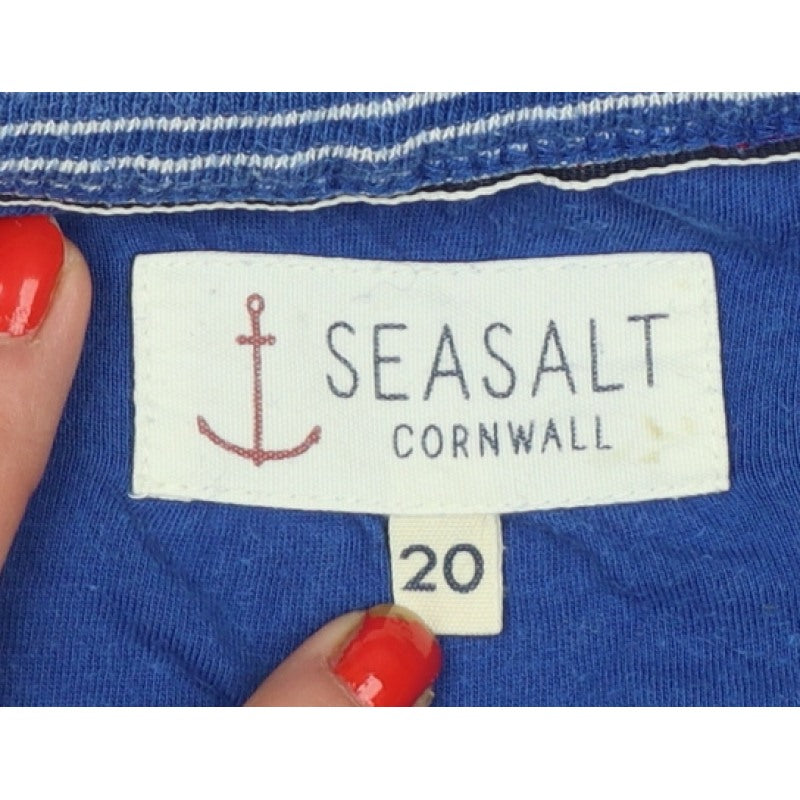 Seasalt Cornwall Women’s Blue Striped Size 20 Pinpoint Pullover Sweatshirt