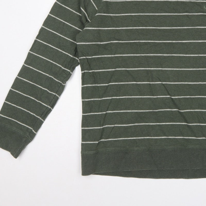 Fat Face Men’s Green Striped Logo Crew Neck Pullover Sweatshirt XL