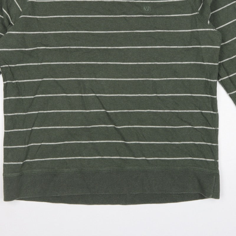 Fat Face Men’s Green Striped Logo Crew Neck Pullover Sweatshirt XL