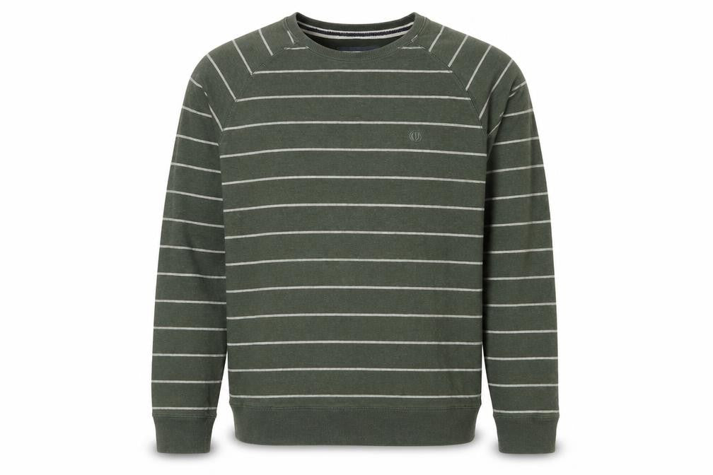 Fat Face Men’s Green Striped Logo Crew Neck Pullover Sweatshirt XL