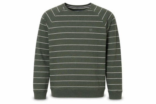 Fat Face Men’s Green Striped Logo Crew Neck Pullover Sweatshirt XL