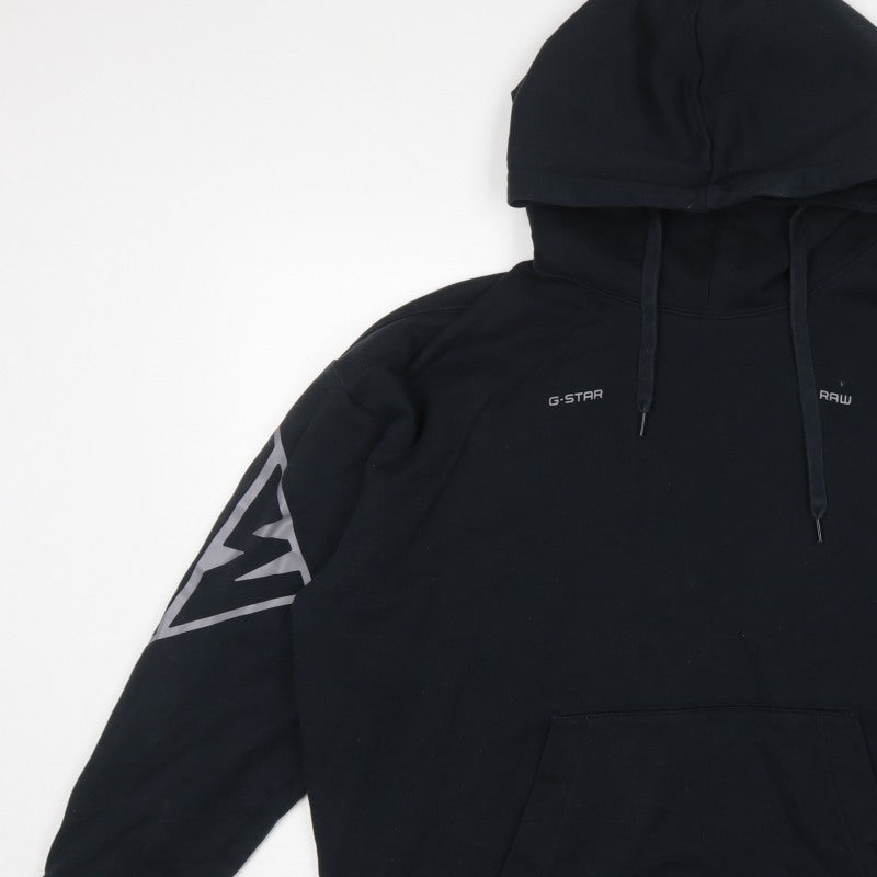 G-Star RAW Men’s Black 2XL Pullover Logo Graphic Hoodie