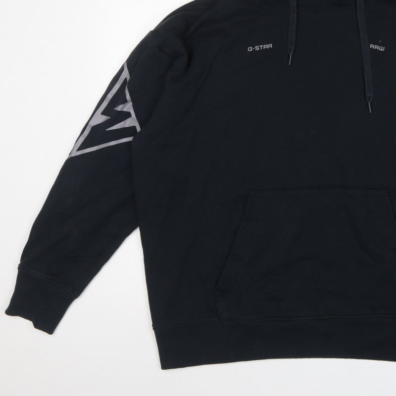 G-Star RAW Men’s Black 2XL Pullover Logo Graphic Hoodie