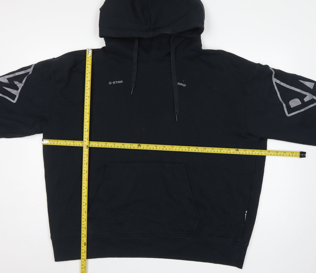 G-Star RAW Men’s Black 2XL Pullover Logo Graphic Hoodie