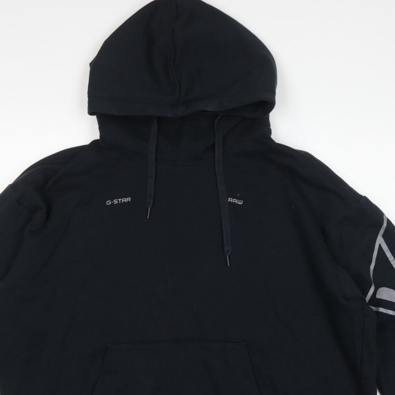 G-Star RAW Men’s Black 2XL Pullover Logo Graphic Hoodie