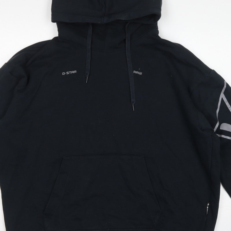G-Star RAW Men’s Black 2XL Pullover Logo Graphic Hoodie