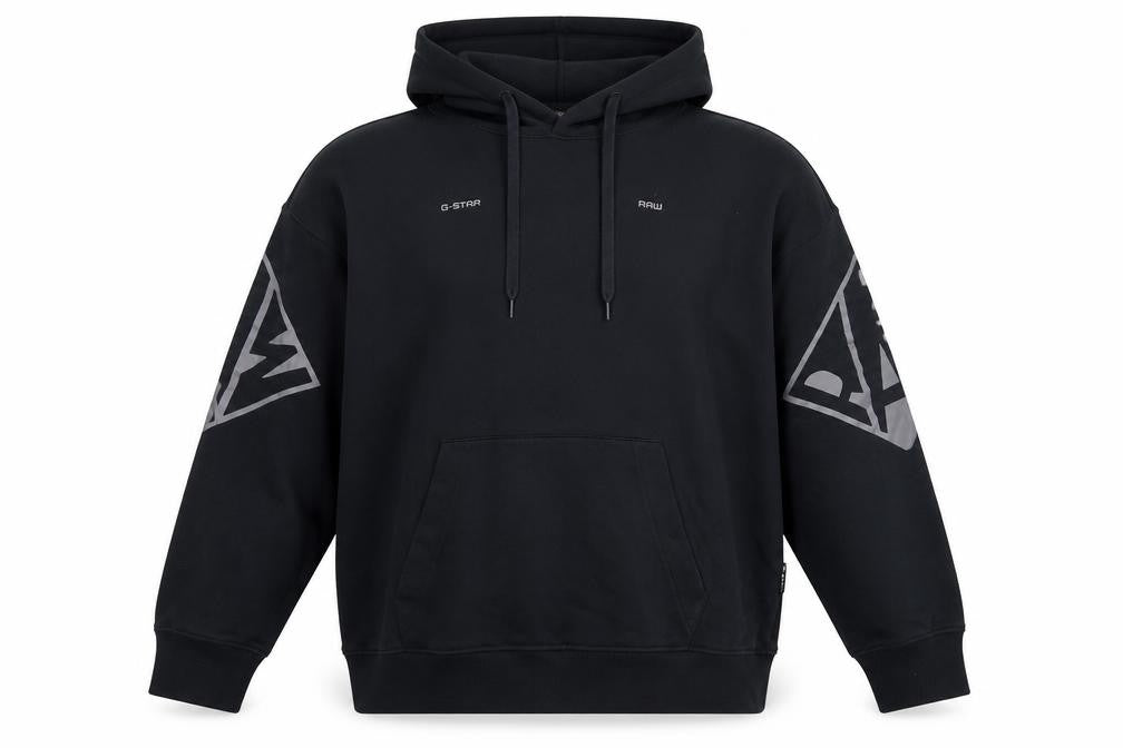 G-Star RAW Men’s Black 2XL Pullover Logo Graphic Hoodie