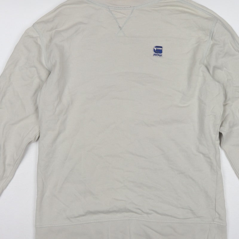 G-Star RAW Mens Beige L Crew Neck Logo Pullover Sweatshirt