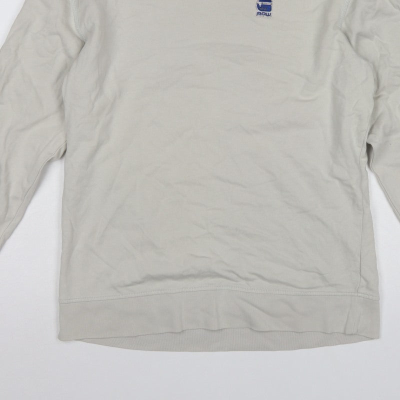 G-Star RAW Mens Beige L Crew Neck Logo Pullover Sweatshirt
