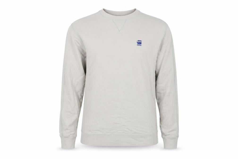 G-Star RAW Mens Beige L Crew Neck Logo Pullover Sweatshirt