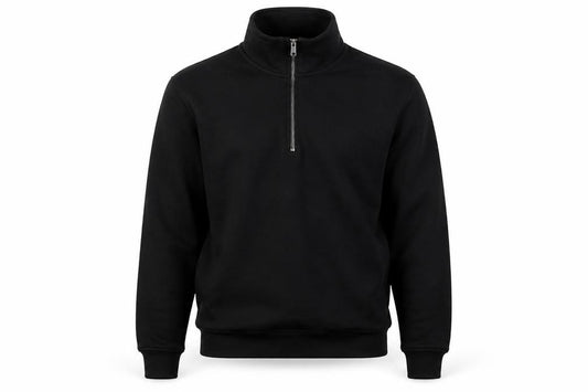 Next Men's Black S Quarter Zip Pullover Sweatshirt High Neck Cotton Blend