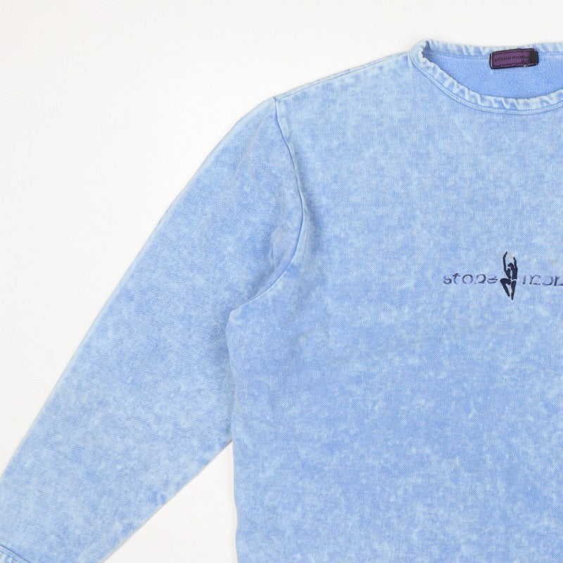 Stone Monkey Women Blue L/XL Cotton Logo Pullover Sweatshirt Made England