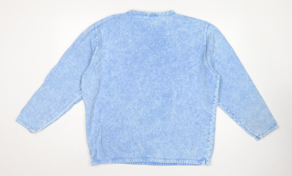 Stone Monkey Women Blue L/XL Cotton Logo Pullover Sweatshirt Made England