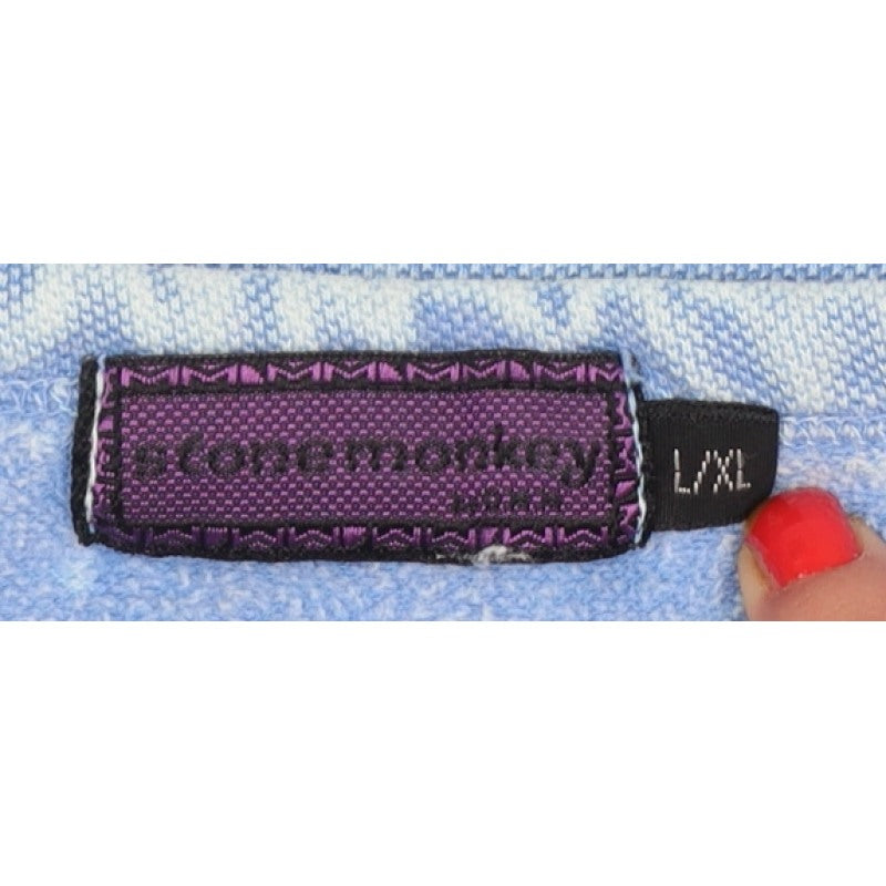 Stone Monkey Women Blue L/XL Cotton Logo Pullover Sweatshirt Made England