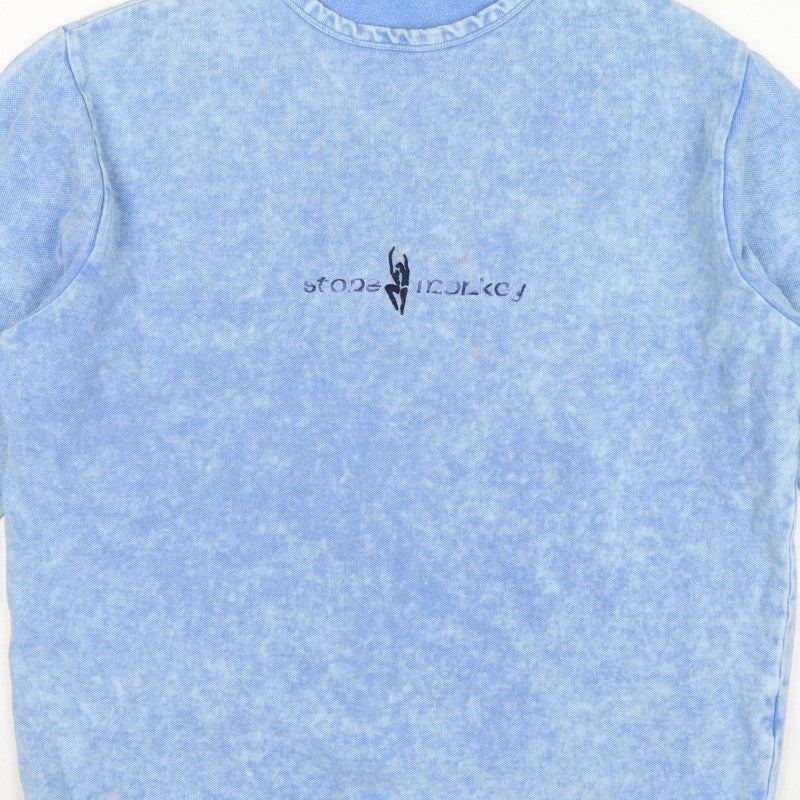 Stone Monkey Women Blue L/XL Cotton Logo Pullover Sweatshirt Made England