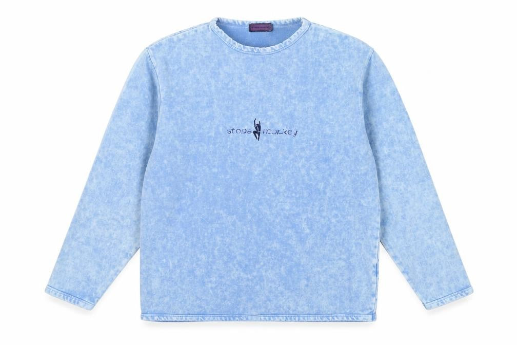 Stone Monkey Women Blue L/XL Cotton Logo Pullover Sweatshirt Made England