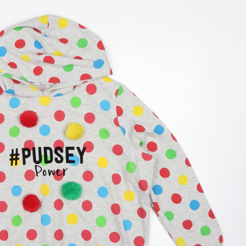 George Teens Grey Multicoloured Polka Dot Pudsey Hoodie L