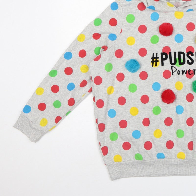 George Teens Grey Multicoloured Polka Dot Pudsey Hoodie L