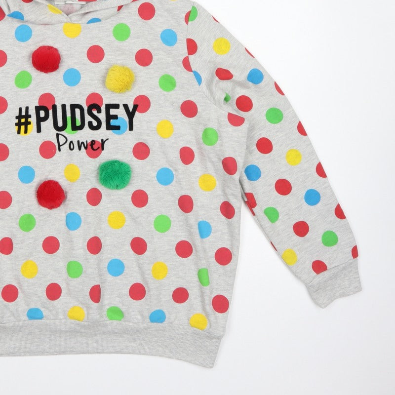 George Teens Grey Multicoloured Polka Dot Pudsey Hoodie L