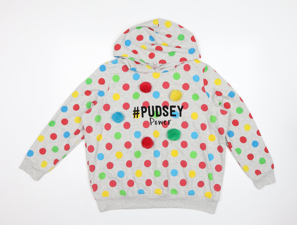 George Teens Grey Multicoloured Polka Dot Pudsey Hoodie L