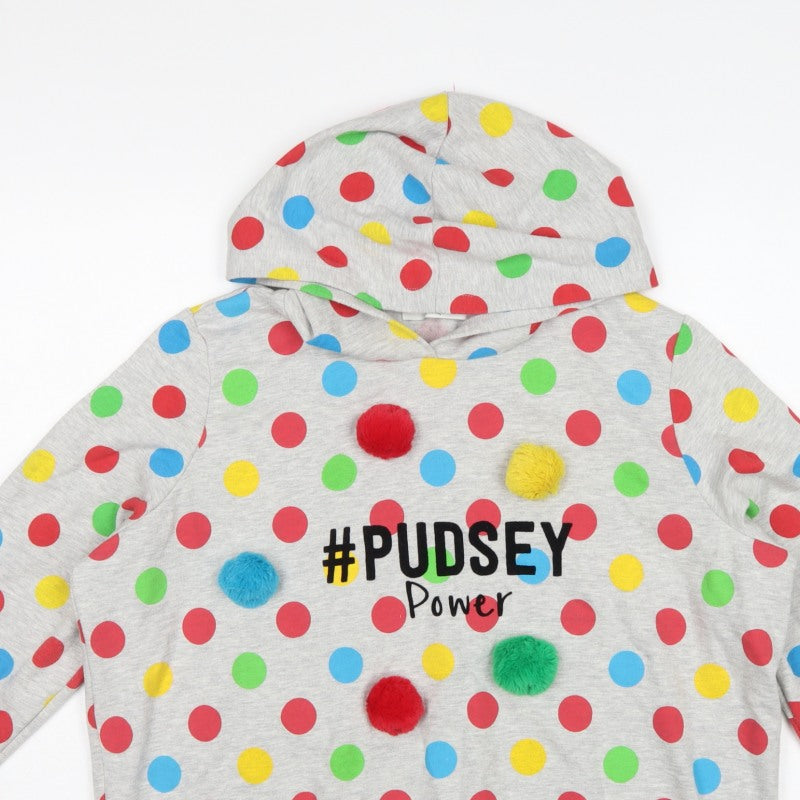 George Teens Grey Multicoloured Polka Dot Pudsey Hoodie L