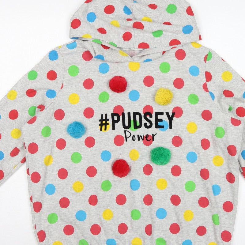 George Teens Grey Multicoloured Polka Dot Pudsey Hoodie L