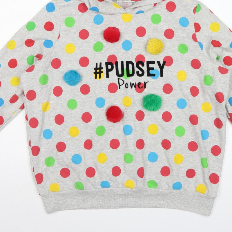George Teens Grey Multicoloured Polka Dot Pudsey Hoodie L