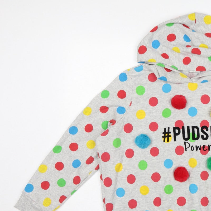 George Teens Grey Multicoloured Polka Dot Pudsey Hoodie L