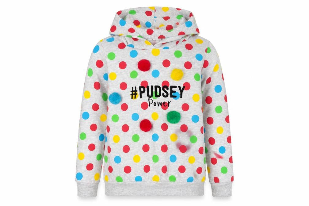 George Teens Grey Multicoloured Polka Dot Pudsey Hoodie L