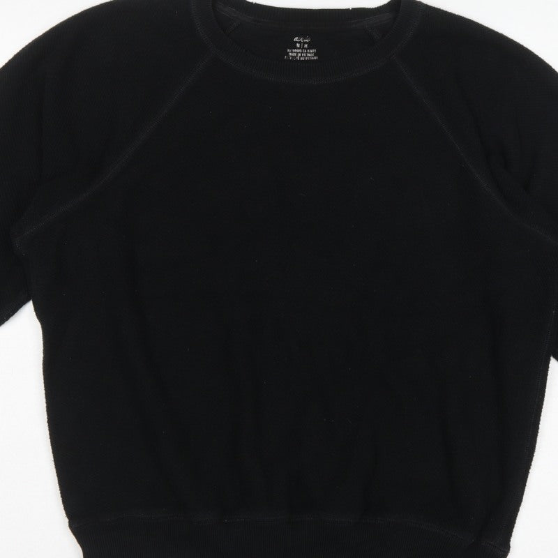 Arket Women Black M Pullover Crew Neck Raglan Sweatshirt
