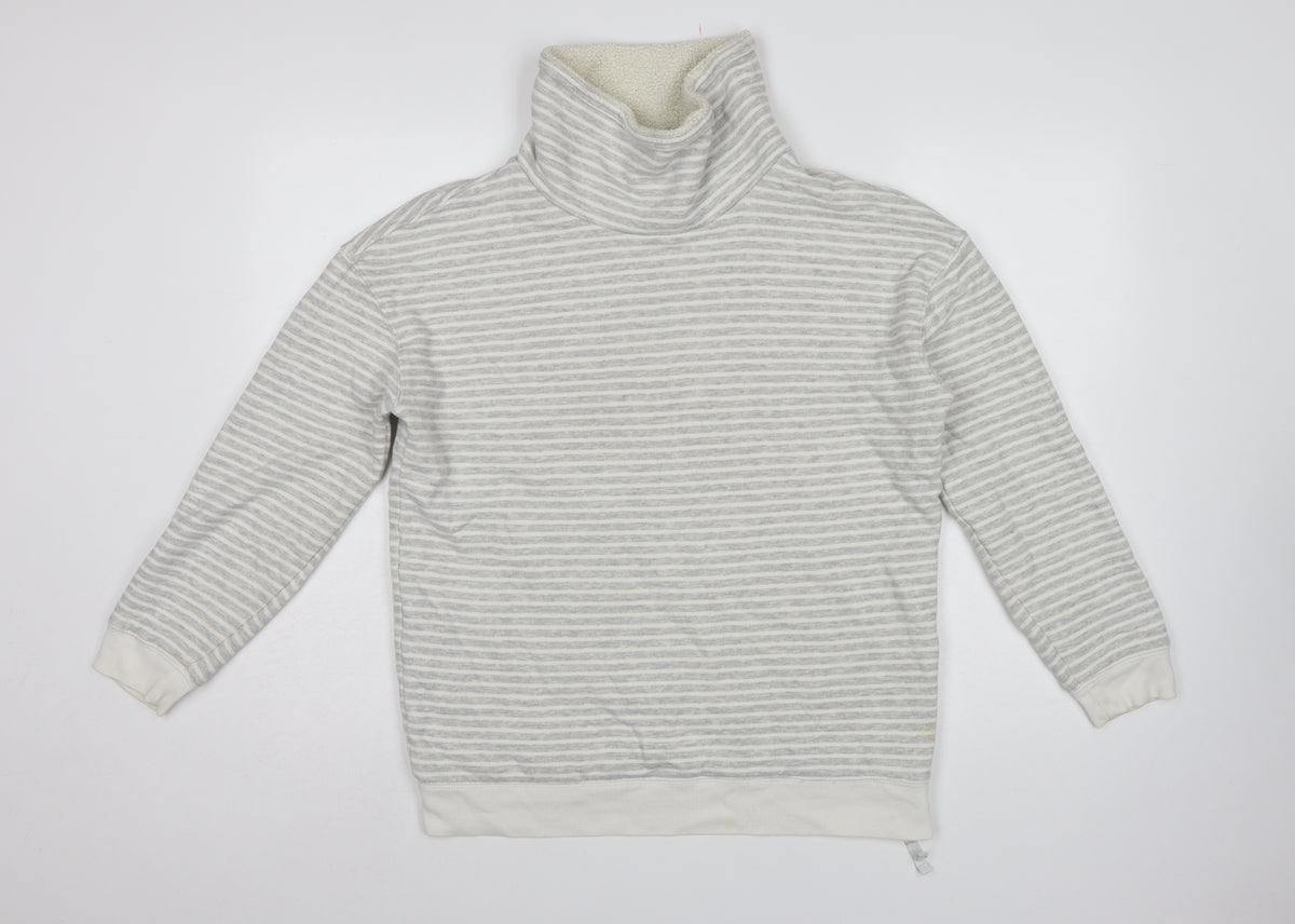 Joules Women’s Grey Stripe High Neck Lined Sweatshirt UK 10