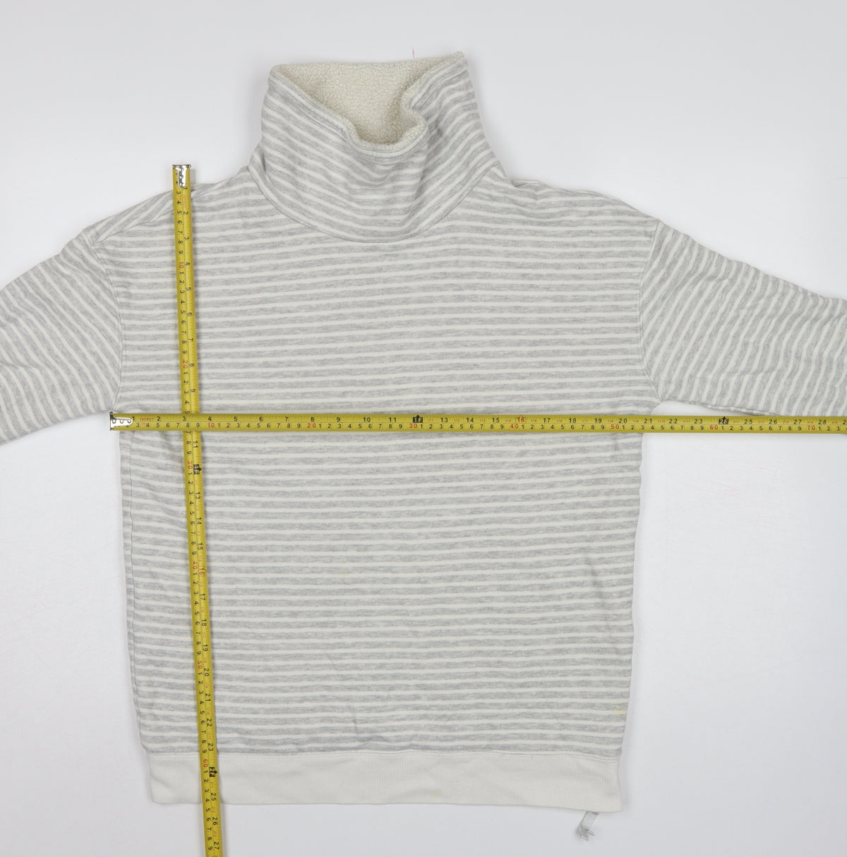 Joules Women’s Grey Stripe High Neck Lined Sweatshirt UK 10
