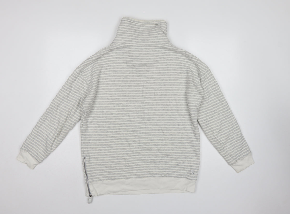 Joules Women’s Grey Stripe High Neck Lined Sweatshirt UK 10