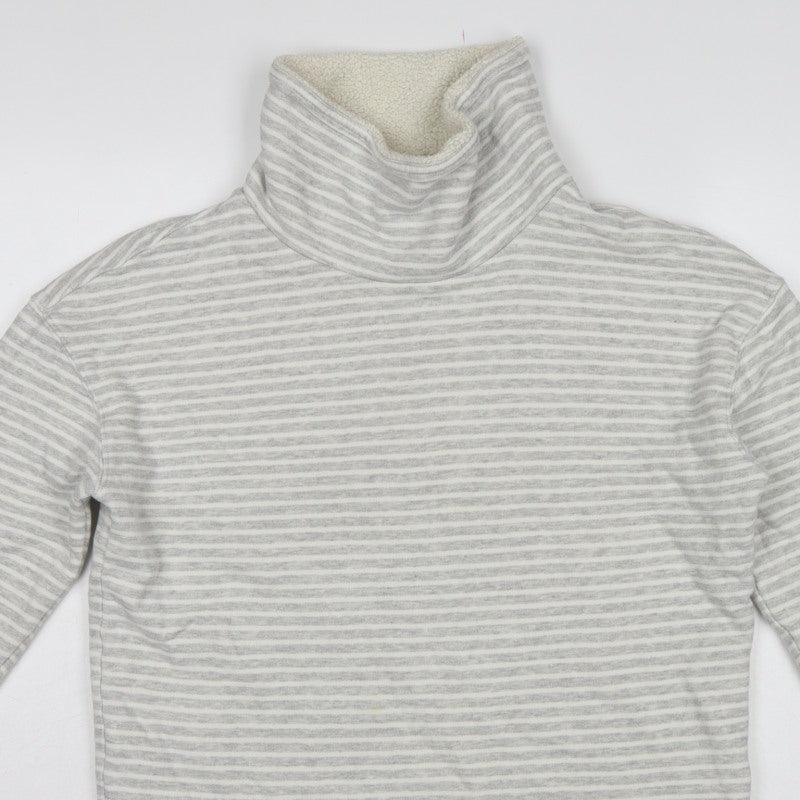 Joules Women’s Grey Stripe High Neck Lined Sweatshirt UK 10