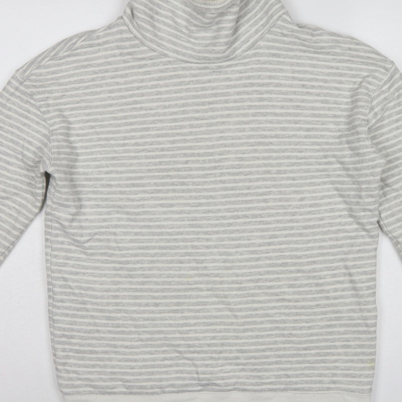 Joules Women’s Grey Stripe High Neck Lined Sweatshirt UK 10