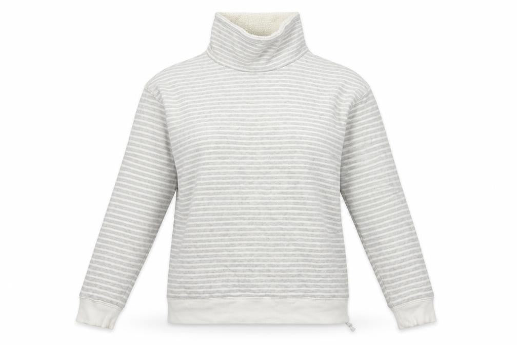 Joules Women’s Grey Stripe High Neck Lined Sweatshirt UK 10
