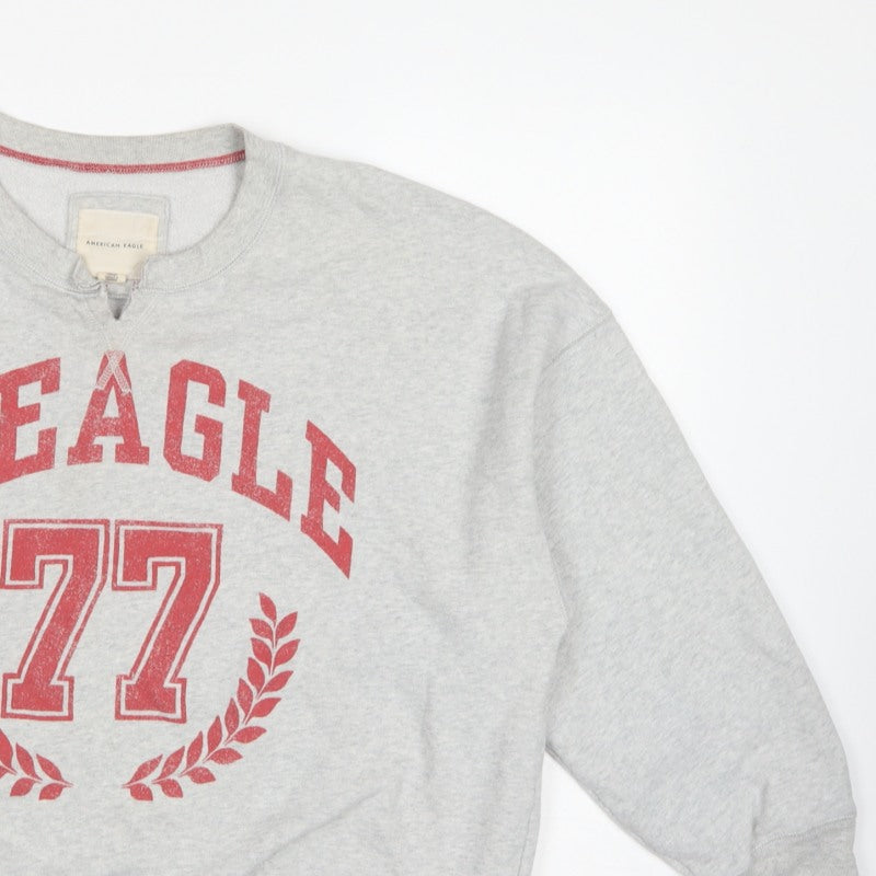 American Eagle Women’s Grey L Pullover Sweatshirt College Graphic