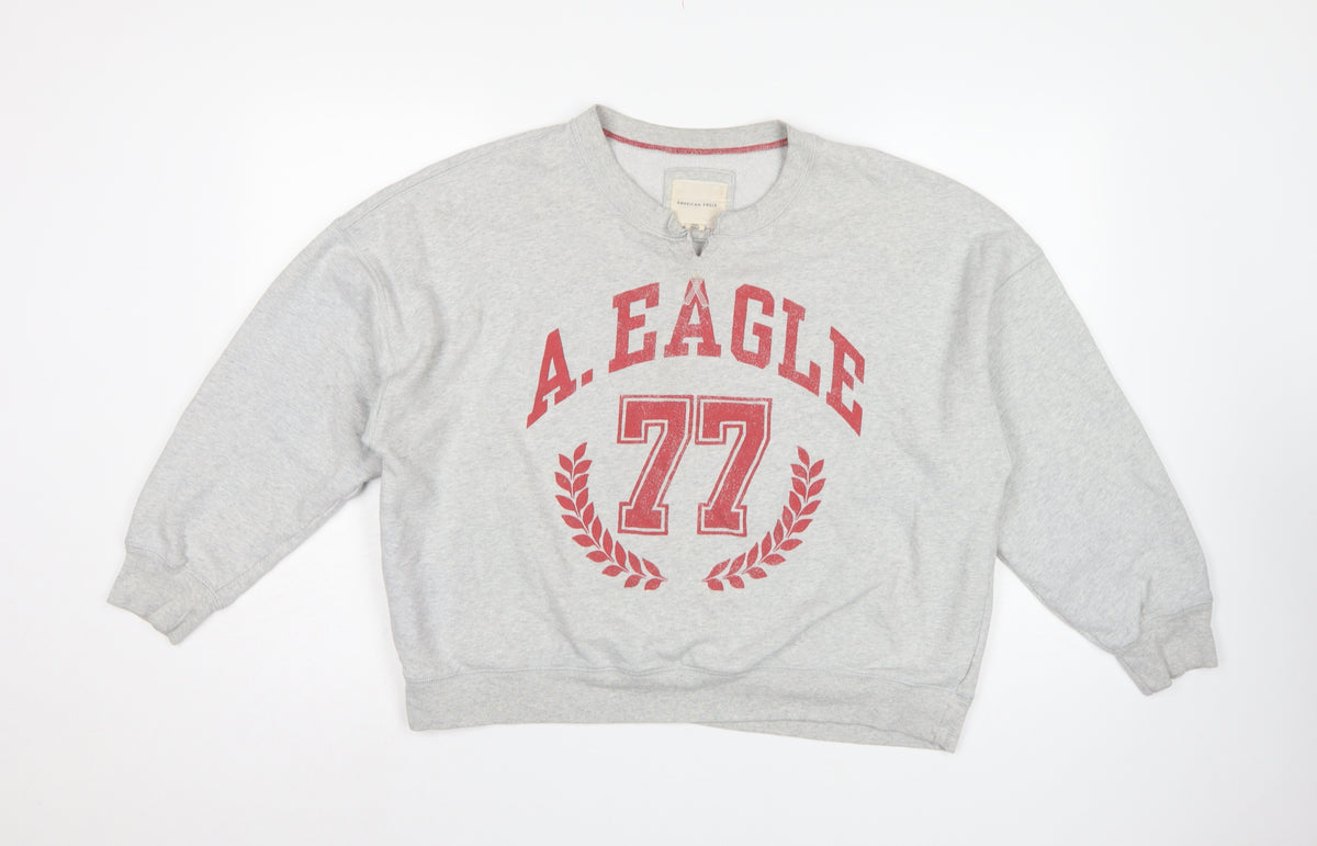 American Eagle Women’s Grey L Pullover Sweatshirt College Graphic