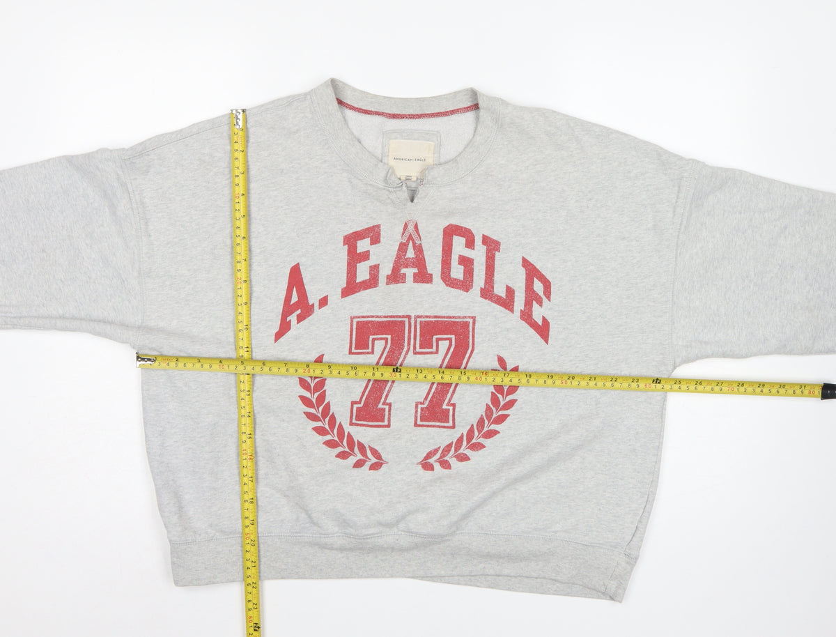 American Eagle Women’s Grey L Pullover Sweatshirt College Graphic