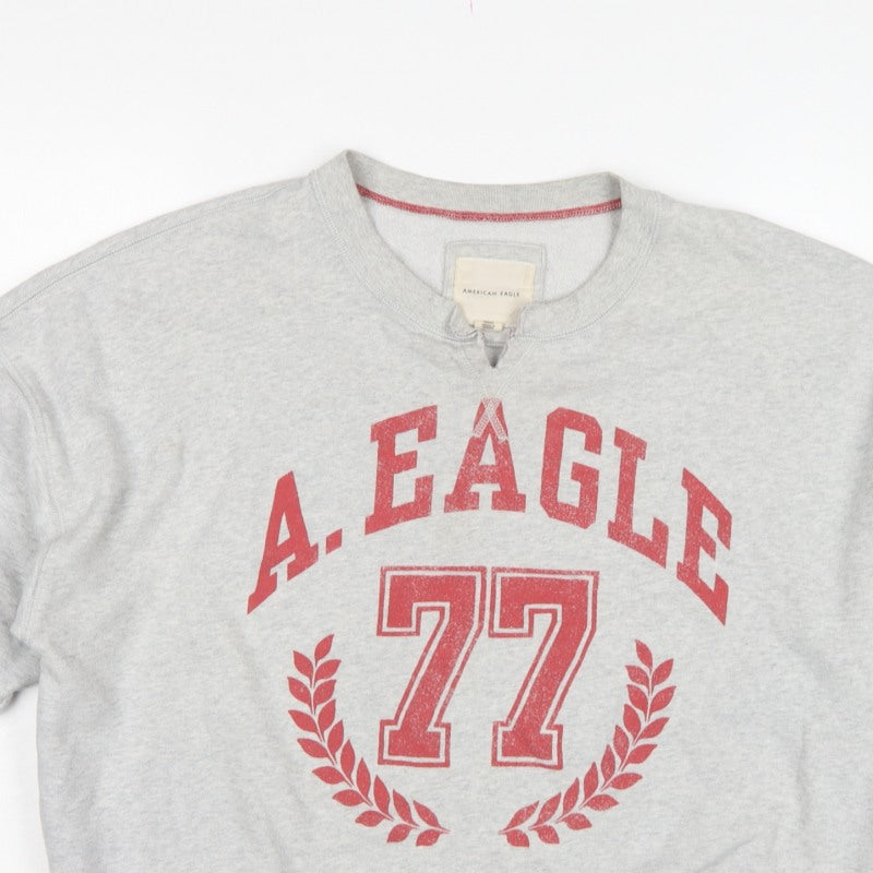 American Eagle Women’s Grey L Pullover Sweatshirt College Graphic
