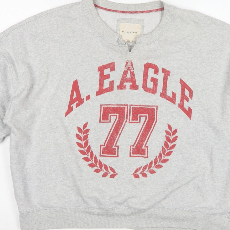 American Eagle Women’s Grey L Pullover Sweatshirt College Graphic