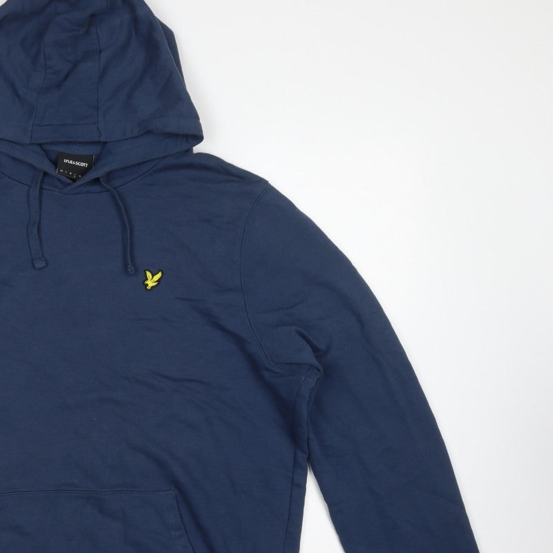 Lyle & Scott Men’s Blue M Pullover Hoodie Logo Cotton Kangaroo Pocket