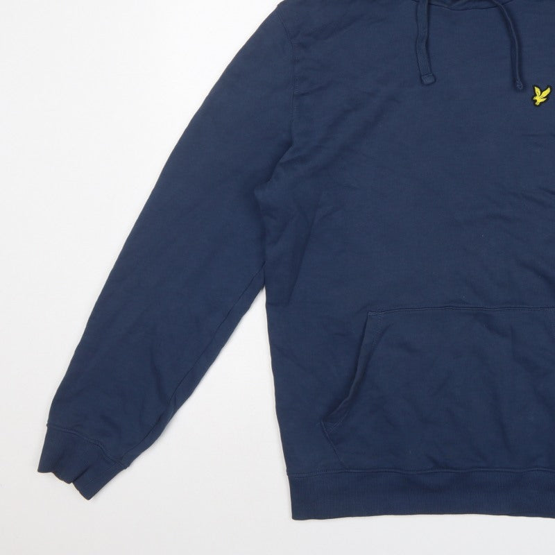 Lyle & Scott Men’s Blue M Pullover Hoodie Logo Cotton Kangaroo Pocket