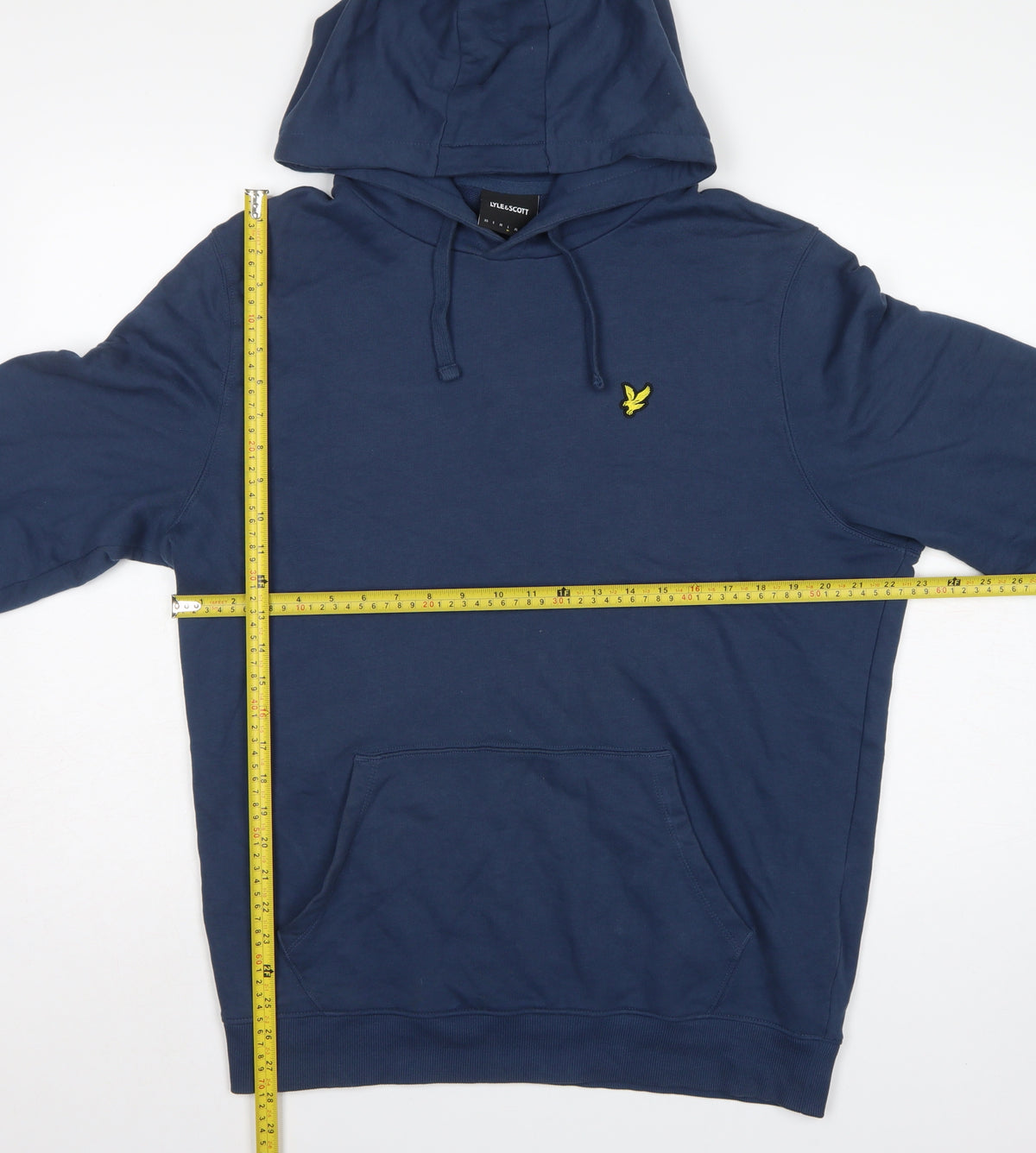Lyle & Scott Men’s Blue M Pullover Hoodie Logo Cotton Kangaroo Pocket