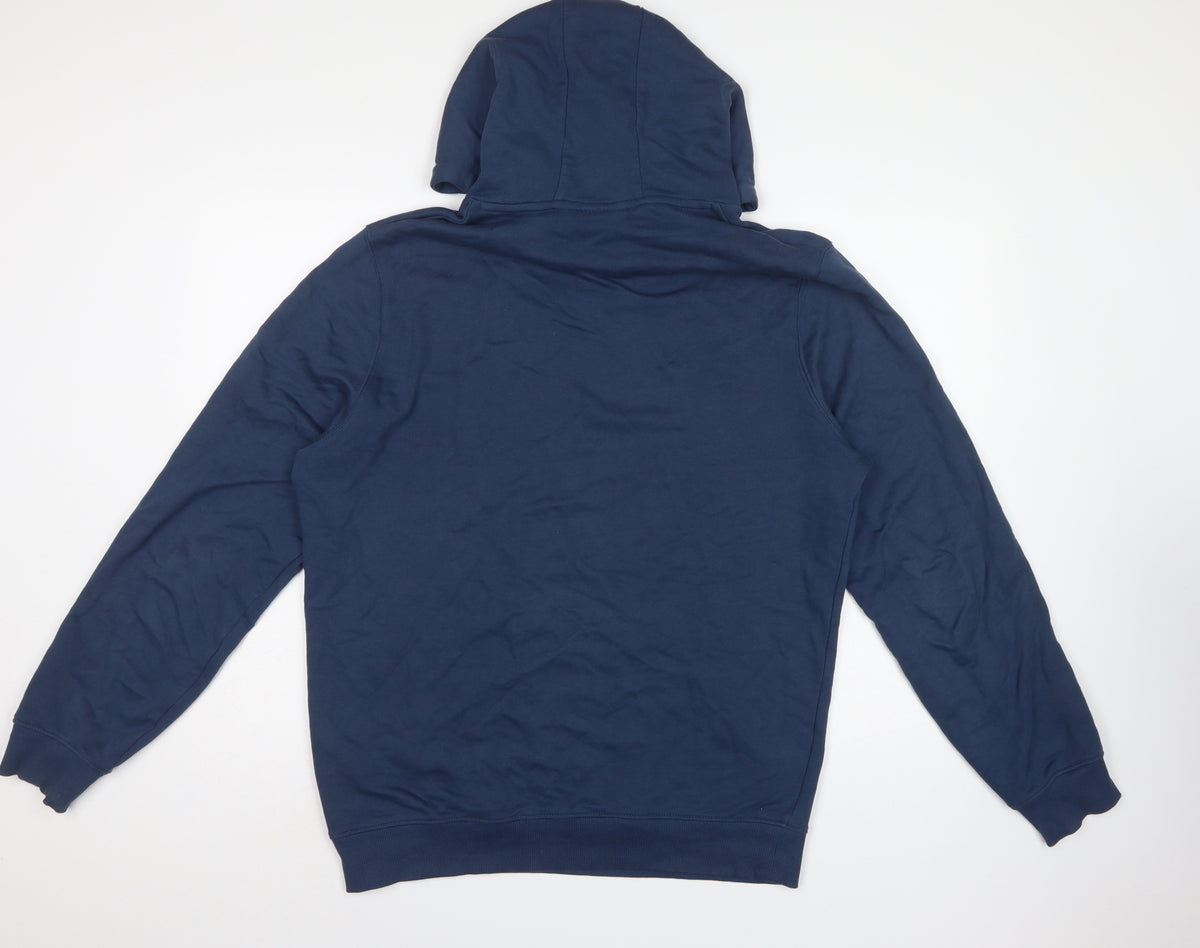 Lyle & Scott Men’s Blue M Pullover Hoodie Logo Cotton Kangaroo Pocket