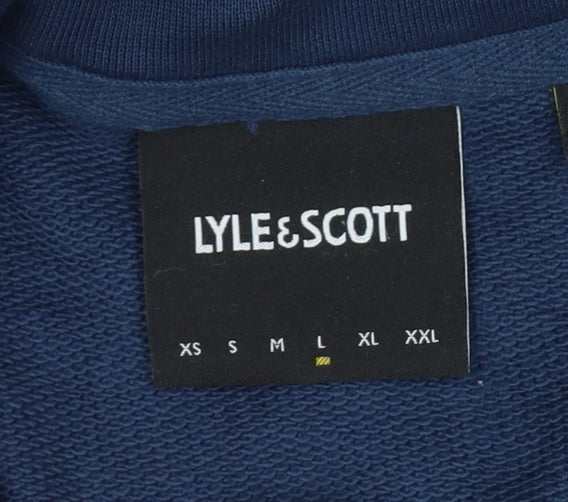 Lyle & Scott Men’s Blue M Pullover Hoodie Logo Cotton Kangaroo Pocket