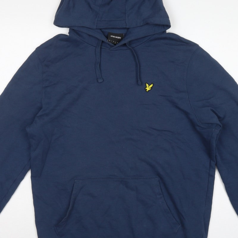 Lyle & Scott Men’s Blue M Pullover Hoodie Logo Cotton Kangaroo Pocket