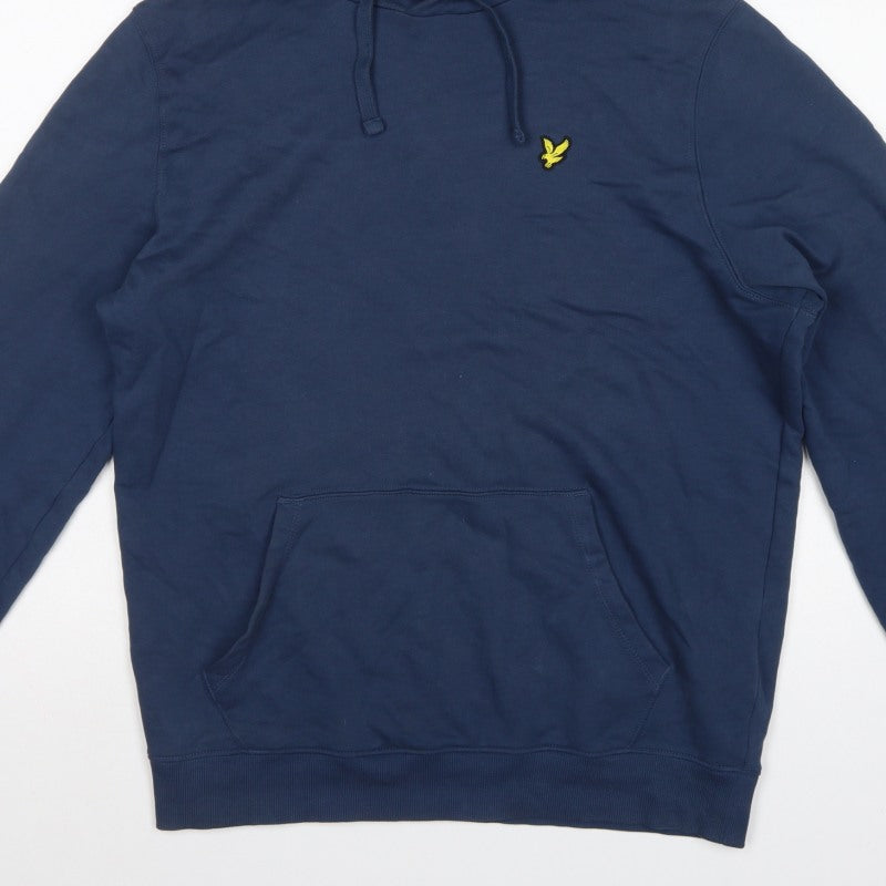 Lyle & Scott Men’s Blue M Pullover Hoodie Logo Cotton Kangaroo Pocket